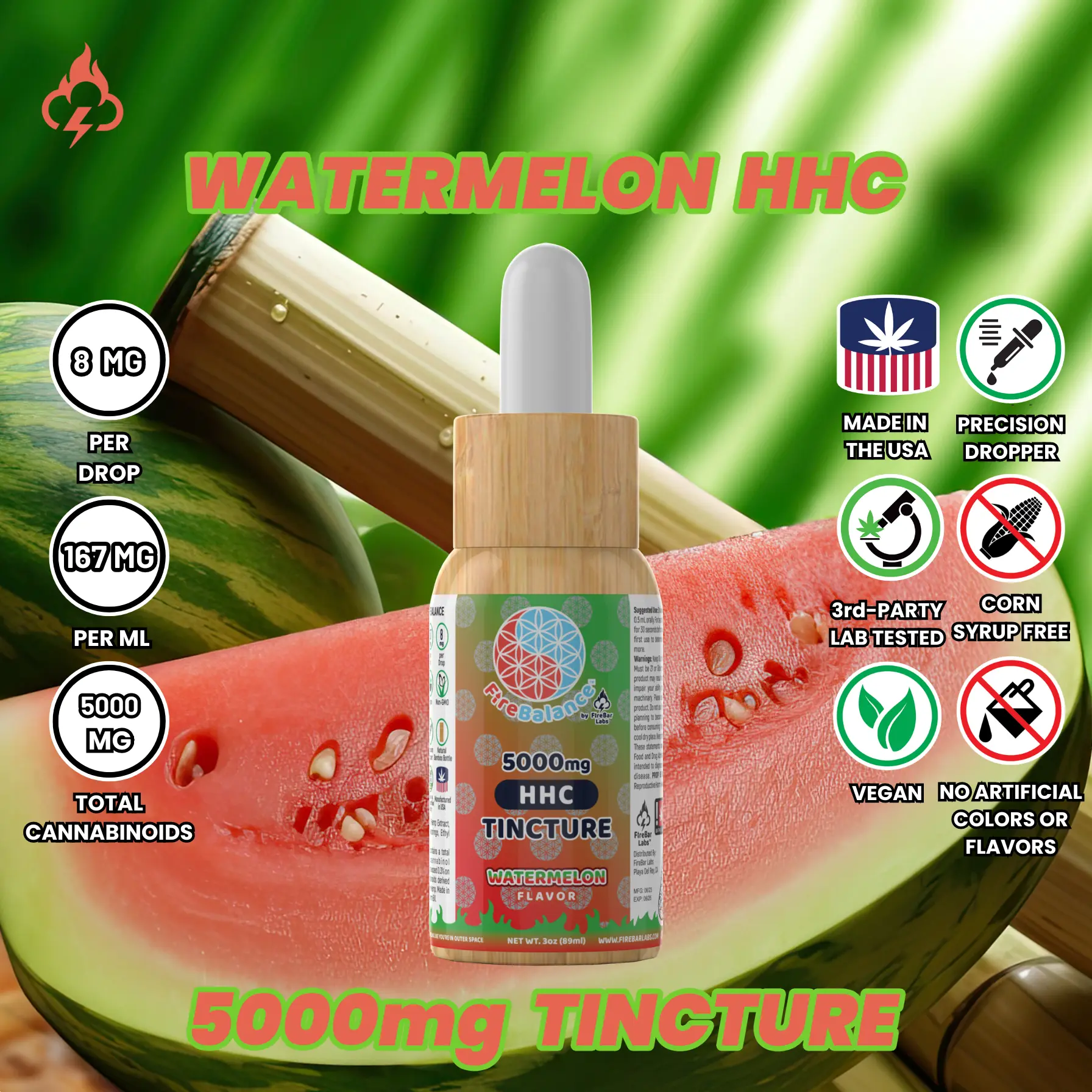 FireBalance 5000mg HHC Tincture - Watermelon - 5000mg